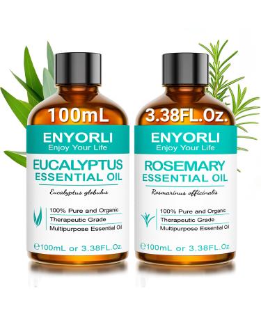 ENYORLI Eucalyptus & Rosemary Essential Oil Bundle for Romantic Atmosphere Aromatherapy Set for Diffuser and Home Relaxation