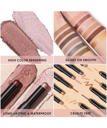 2 PCs Cream Eyeshadow Stick Set - Bright & Long-Lasting Waterproof Makeup Tool in Silky Peach (1415) | Matte & Shimmering Eyeshadow Crayon - Buy Online on GoSupps.com
