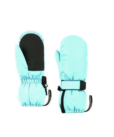 HIGHCAMP Winter Snow Ski Mitten Gloves Waterproof with Zipper on Long Cuff for Kids Toddlers Boy Girl M (6-8 Y) Aqua
