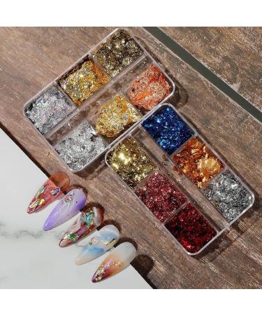 Manicure Nail Glitter DIY Ultra-thin Irregular Spangles Nail Gold Foil Aluminum Sequins Gold Glitter Flakes(7) Style07 - Buy Online on GoSupps.com