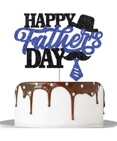 Trelsan Happy Father's Day Cake Toppers Father's Day Black and Blue Glitter Cake Toppers Handmade Father's Day Party Supplies - Buy Online on GoSupps.com