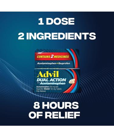 Advil Dual Action Coated Caplets - 8 Hour Pain Relief - 216 Count - Buy Online on GoSupps.com