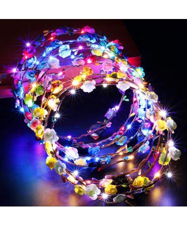 30PCS LED Flower Crown Light Up Flower Crown Multifunctional Floral Headpiece Hair Wreath for Women Girls Hair Accessories Birthday Wedding Party