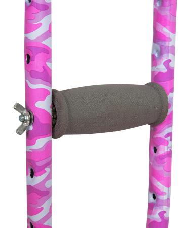 Adjustable Pink CAMO Youth Crutches for KidsTeensAdults - Lightweight Aluminum, Underarm Padding - Fits Heights 4'5-5'2 - Buy Online on GoSupps.com
