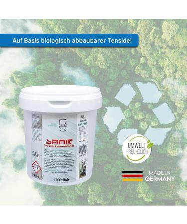 Sanit Water Tank Cubes - 10 Pieces for 40 Weeks Freshness | Microfiber Cloth Included | Made in Germany - Buy Online on GoSupps.com