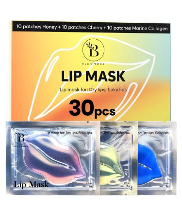 Masque pour les L vres (30 pcs) - Masque Collag ne Marin Cerise & Miel - Soin Exfoliant & Hydratant pour les l vres - Nuit & Jour - Parfait pour une Journ e Spa la Maison 30 pi ces