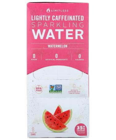 Limitless Lightly Caffeinated Sparkling Water, Watermelon, 12 Fl Oz (Pack of 8)