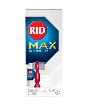 RID MAX Lice Removal Kit, Pesticide Free, Easy-to-Use, 100% Effective at Getting RID of Lice, Super Lice and Eggs, Includes 1 RIDvantage Comb and 1 Solution (4 Ounces), Multicolor, 2 Piece Set