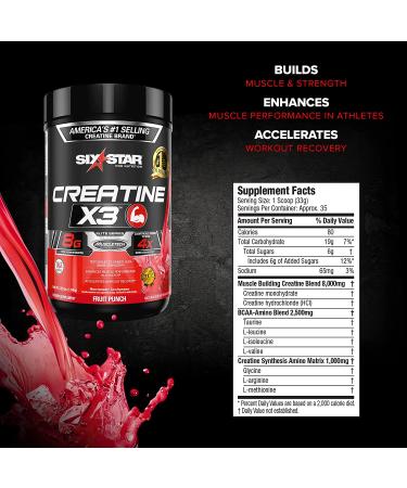 Six Star Creatine X3 Powder | Creatine HCl & Monohydrate | Muscle Builder & Recovery | Fruit Punch (35 Servings) - Buy Online on GoSupps.com