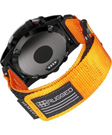 Bracelet for Garmin watch bracelet compatible with Garmin Superrobustes Nylon Sport Arm Band for F nix/Forerunner/Vivoactive/Approach/Marq/Quatix/D2 Series Robust replacement band for men Orange 26mm/Middle (7.2 '' To 8.2 '')