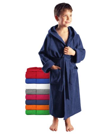 Arus children's bathrobe with hood for boys and girls 100% cotton terry (380 g/m ) long eco-tex certified large color selection 176 marine