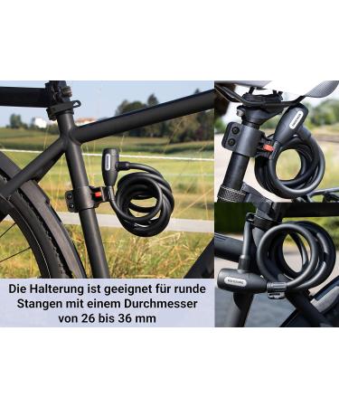 Kohlburg 200 cm Cable Lock - Keyless Bicycle & Stroller Lock with Bracket - Secure Spiral Lock with 3 Keys for International Shipping - Buy Online on GoSupps.com