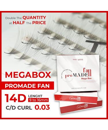 The Lash Supply 450 Fans 14D Volume Promade Fan Mega Box C/D Curl Mix Length 9-18mm 0.03 Thickness Eyelash Extension Fans - Natural & Long-lasting Curl - 14D-0.05-C Mix - Buy Online on GoSupps.com