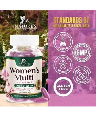 Multivitamin for Women - Complete Daily Womens Multivitamins with Calcium Folic Acid Vitamin A C D E & B Vitamins Zinc and Iron - Vitamins for Bone Energy & Immune Support - 120 Softgels 120 Count (Pack of 1) - Buy Online on GoSupps.com