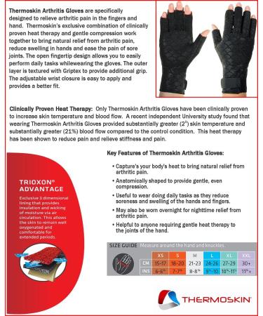 Thermoskin Premium Arthritic Gloves Pair Black - Small | Relieves Pain in Fingers & Hand - Buy Online on GoSupps.com