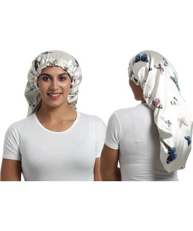 SAYMRE Satin Bonnet for Braids & Curly Hair | Adjustable Sleep Cap | Small-XX-Large | Long Butterfly Design - Buy Online on GoSupps.com