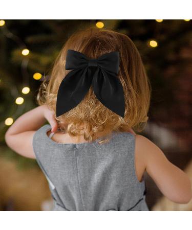2PCS Soft Silk Bow Hair Clips for Women Girls | Cute Duckbill Bow Clips for Back to School & Wedding Party | Black & Off-White Hair Accessories - Buy Online on GoSupps.com