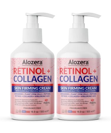 Alozera Skin Firming Retinol Collagen Body Lotion with Stem Cells for Aging Skin and Wrinkles Non-Greasy Lightweight Moisturizer Fragrance-Free 16.9 oz 2-Pack