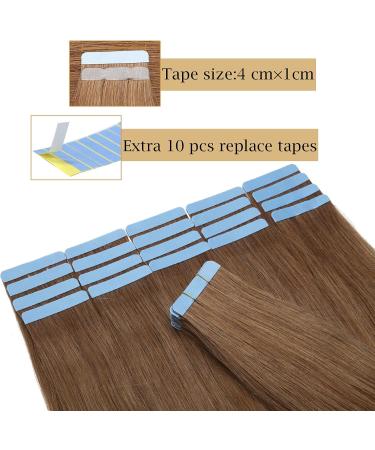 24 inches SEGO Tape in Hair Extensions Human Hair 40 Pieces #6 Light Brown Real Remy Hairpieces Invisible Straight Skin Weft Seamless Natural (100g) - Buy Online on GoSupps.com