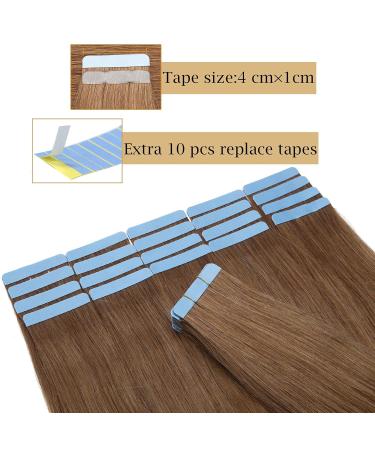 100% Remy Human Hair Tape-in Extensions - Light Brown #6 14 (35cm) - 40 Pieces + 10 Free Tapes - Buy Online on GoSupps.com