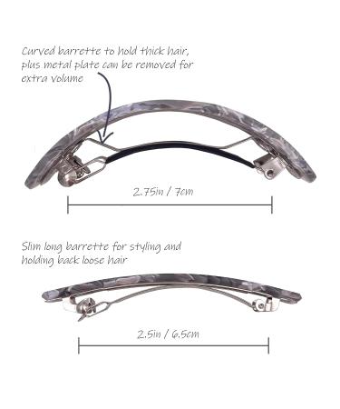 Strong Long Hair Clips Set for Thick Hair - Gray Marble Filigree | Stylish Accessories for Women - Shop Now! - Buy Online on GoSupps.com