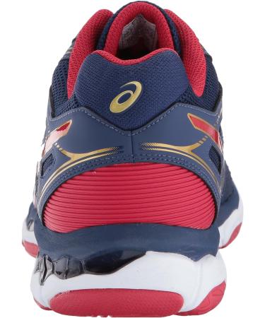 ASICS Men's Gel-Netburner Ballistic Mid Top Volleyball Shoes - Indigo Blue/Prime Red/Rich Gold - Size 6.5 - Buy Online on GoSupps.com