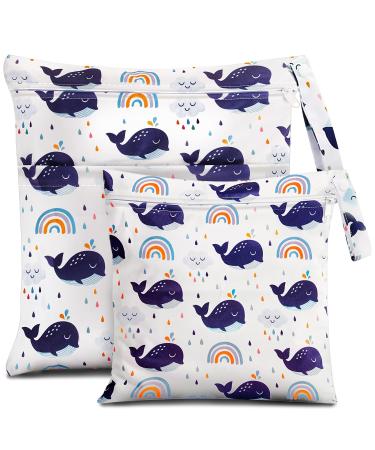 Dioxide diaper pocket wetbag waterproof naspocket reusable wet dirty laundry bag baby wrap pocket for swimming travel fitness (e) wal rainbow 2PCs ml