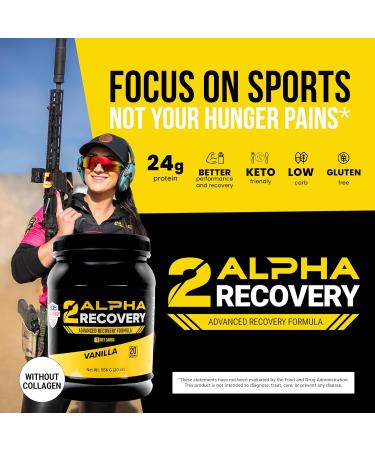 2ALPHA Recovery Vanilla - Protein Shake with Hydrolyzed Whey Isolate and Essential Nutrients for Shooters 25g Protein for Muscle Recovery - 566g - Buy Online on GoSupps.com