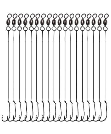 Fishing Hook Wire Leader Rigs, 18pcs Stainless Steel Fishing Leader Rigs Snells Trace with Crane Swivels, Fising Hooks Steel Fishing Rigs for Saltwater Freshwater 2/0-18pcs