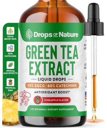 Green Tea Extract - 1000mg - 50% EGCG Liquid Drops, 4X More Powerfull Than Pills & Capsules - 2 fl. oz. Antioxidant & Immune Supplement - Vegan Skin & Heart Support + Brain Health & Memory Boost