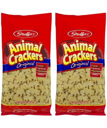 Stauffer's Original Animal Crackers 32 oz Bag, Low Fat, Rich and Crunchy Taste Snacks, Kid Friendly Fun Shapes Biscuit (Pack of Two)