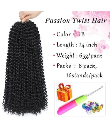 Passion Twist Hair 14 Inch 8 Packs Water Wave Crochet Hair for Black Women - Freetress Water Wave Crochet Braids - Braiding Hair Extension (1B) - Buy Online on GoSupps.com