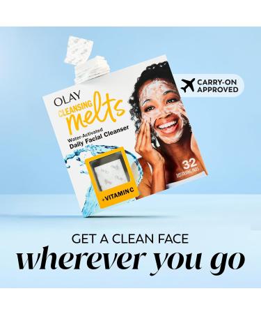 Olay Face Wash Vitamin C Cleansing Melts Daily Use Gentle Cleanser For All Skin Types Travel Size Soft Citrus Scent Water-Activated to Clean Tone and Refresh 64ct (2 Pack x 32ct) Vitamin C 32 Count (Pack of 2) - Buy Online on GoSupps.com