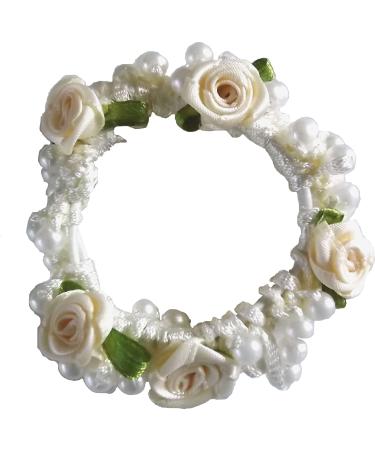 Pearl & Rose Ring Bun Hair Tie Bridesmaid Hair Wreath Ballet Hair Accessory Cream