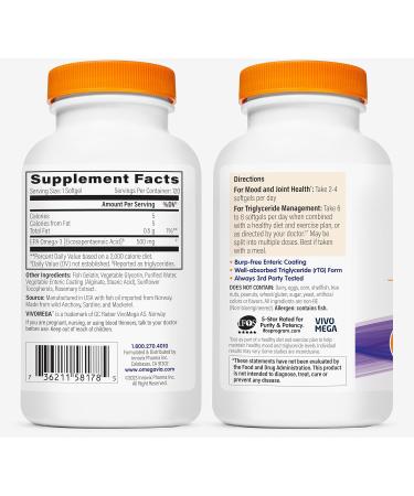 OmegaVia EPA 500 Pure Omega-3 - 120 Capsules for Heart Health - Buy Online on GoSupps.com
