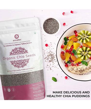  AOZA Anveshan Organic Chia Seeds | Unroasted | USDA Certified | Weight Loss Management | Rich in Omega-3 Fatty Acids | 300g Pouch - Buy Online on GoSupps.com