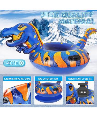 Aoskie Dinosaur Snow Tube - Heavy Duty Inflatable Sled for Outdoor Sledding | Double-Layered Bottom | Winter Fun for Kids and Adults - Buy Online on GoSupps.com