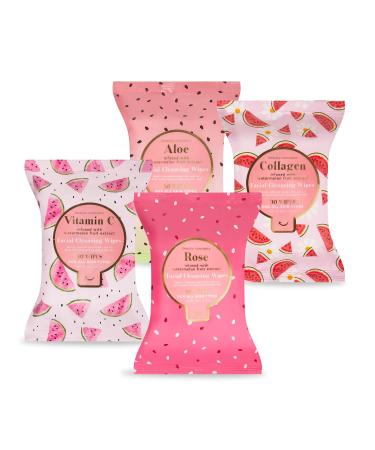 Beauty Concepts Slice of Summer Watermelon Facial Cleansing Wipes Aloe  Vitamin C  Collagen  and Rose