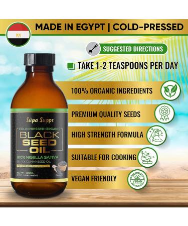 Organic Black Seed Oil - 100% Pure Cold Pressed Nigella Sativa Oil for Immune Support & Wellness - Antioxidant & Anti-Inflammatory Herbal Supplement - Buy Online on GoSupps.com