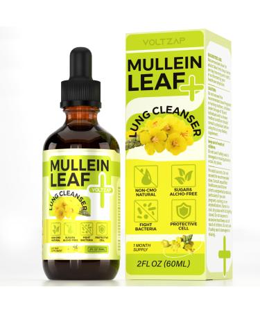 Organic Mullein Drops for Lungs: Mullein Leaf Extract for Lungs - Bronchial Cleanse for Herbal Supplements 2 floz - Mullins Detox Lungs Respiratory Health Support