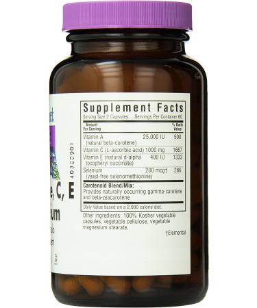 Bluebonnet Beta Carotene C E Plus Selenium - 120 Vegan Capsules for Antioxidant Support - Buy Online on GoSupps.com