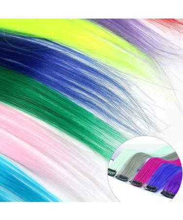 EuTengHao 36 Packs 22'' Colored Clip in Hair Extensions for Women and Kids - Multi-Colors Party Highlights Streak Synthetic Hairpieces - Buy Online on GoSupps.com