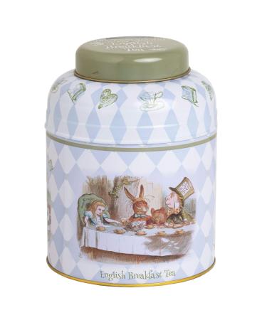 New English Teas Bo te th ronde Alice au pays des merveilles avec 80 sachets de th noir English Breakfast
