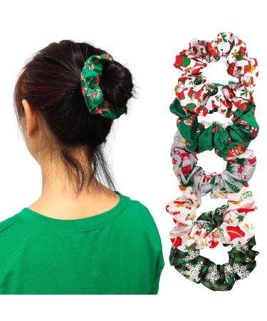 Christmas Hair Ties Xmas Elastic Hair Scrunchies Hair Bands Stretchy Christmas Hair Ropes Hair Loop Christmas Hair Accessories for Women