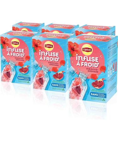 Lipton Infuse Froid Infusion Froid Go t Grenade et Hibiscus Id ale pour le Th Glac Ingr dients d'Origine 100% Naturelle 6x15 Sachets Pyramid