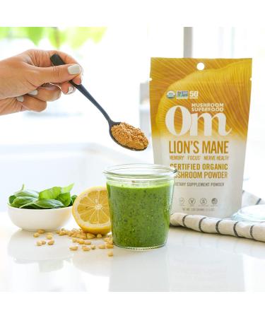 Om Mushroom Superfood Lion's Mane Powder - Organic Nootropic for Memory, Focus & Mood - 3.5oz, 50 Servings - Buy Online on GoSupps.com