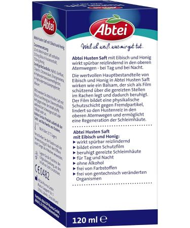 Abbey Cough Juice with Marshmallow & Honey | Alcohol-Free Lactose-Free Gluten-Free | Soothes Irritated Throat & Cough - 120ml - Buy Online on GoSupps.com
