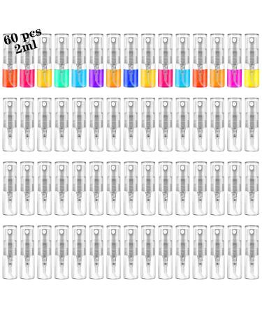 Mini Spray Bottle 2ml, Refillable Glass Spray Bottle, Glass Bottle Atomizer, Perfume Mouthwash Atomizer for Cleaning 2ml Refillable Container for Cleaning, Travel, Essential Oils, Perfume 60 Pcs, 2ml 60PCS,2ML