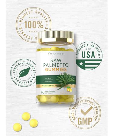 Carlyle Saw Palmetto Gummies 480mg - 60 Count | Vegan Non-GMO & Gluten Free Extract from Saw Palmetto Berries - Natural Lemon Flavor - Buy Online on GoSupps.com