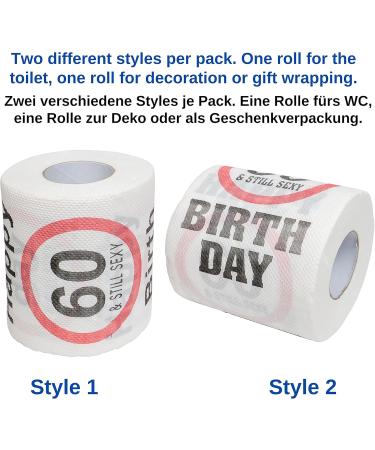 Happy 60 & Still Sexy Birthday Toilet Paper - Fun 2 Pack Gift & Decoration for 60th Birthday - Buy Online on GoSupps.com